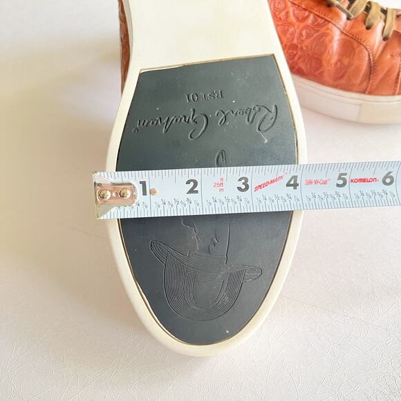Robert Graham Skull Embossed Brown Leather Sneaker - Picture 4 of 16